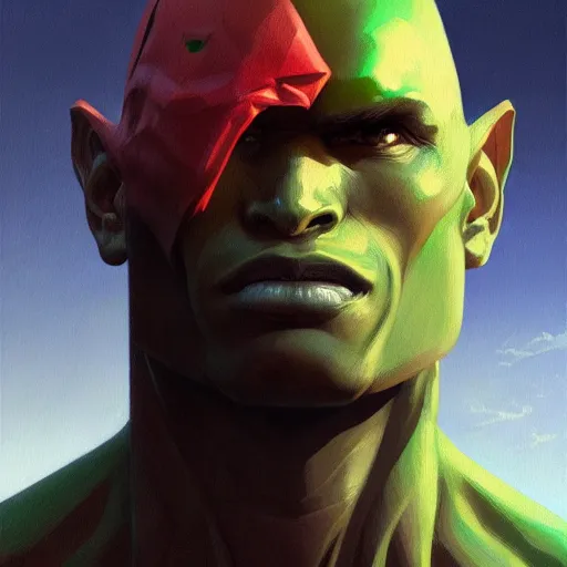 Image similar to martian manhunter portrait, dramatic light, lake background, 2 0 0 mm focal length, painted by stanley lau, painted by greg rutkowski, painted by stanley artgerm, digital art, trending on artstation