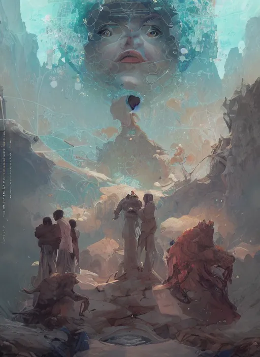 Prompt: inter - agentic collective intelligence exhibits emergent processes, photorealistic by michael komarck, greg rutkowski, victo ngai, artgerm and j. dickenson