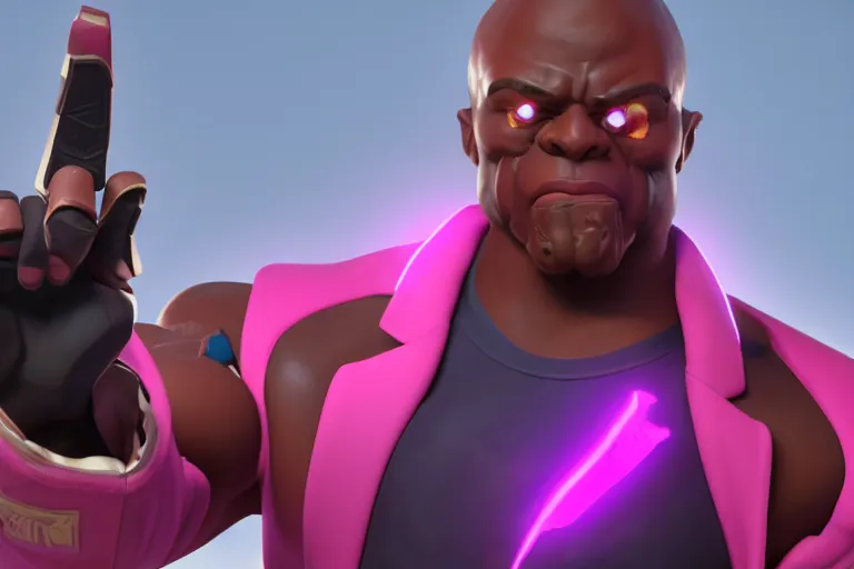 Image similar to doomfist, pink blazer, overwatch game, digital art, high detailed, unreal engine, artstation, 3 d render