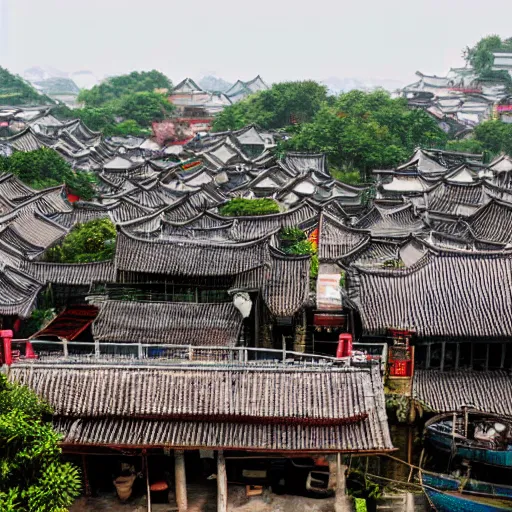 Image similar to water town in southern china, super realistic photo