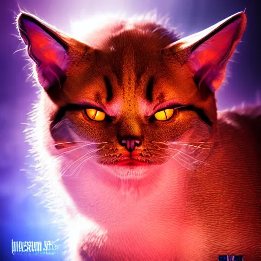 Image similar to Photorealistic demon cat. Hyperdetailed photorealism, 108 megapixels, amazing depth, glowing rich colors, powerful imagery, psychedelic Overtones, 3D finalrender, 3d shading, cinematic lighting, artstation concept art