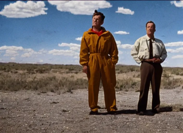 Image similar to a movie still from the 1955 musical Breaking Bad, in full technicolor, cinematic