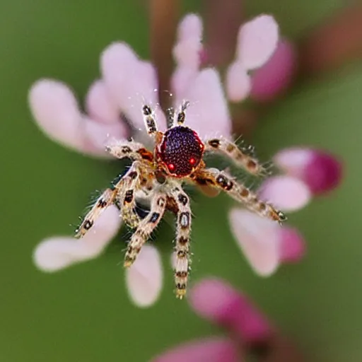 Prompt: a cherry blossom jewel spider