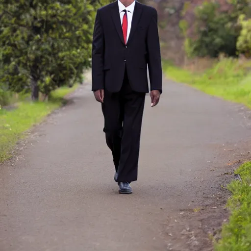 Image similar to a man in a suit wearing a tv on his head while walking