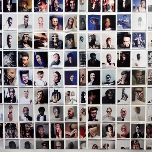 Image similar to photograph of a wall filled with hundreds of celebrity photographs