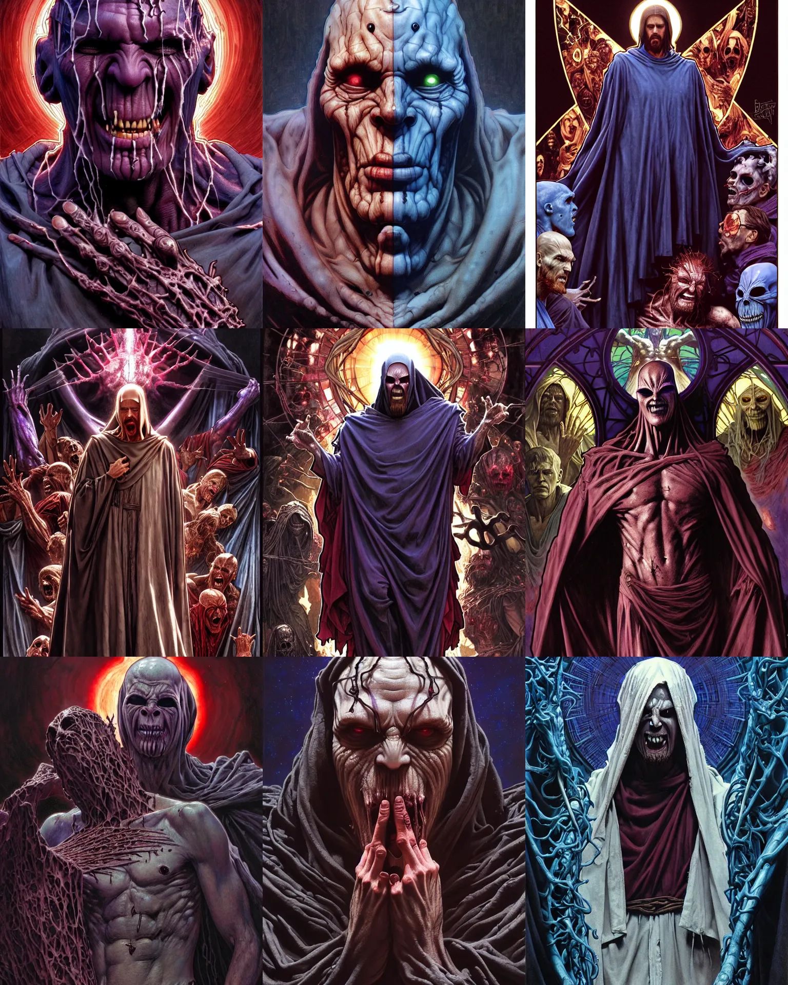 Prompt: the platonic ideal of the passion of the christ of cletus kasady ultimate carnage thanos dementor doctor manhattan chtulu nazgul, detailed, intricate, hyperrealism, intense, scary, decay, dmt, art by brock hofer and artgerm and greg rutkowski and alphonse mucha