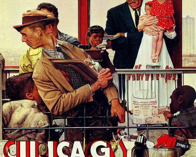 Image similar to chicago by norman rockwell