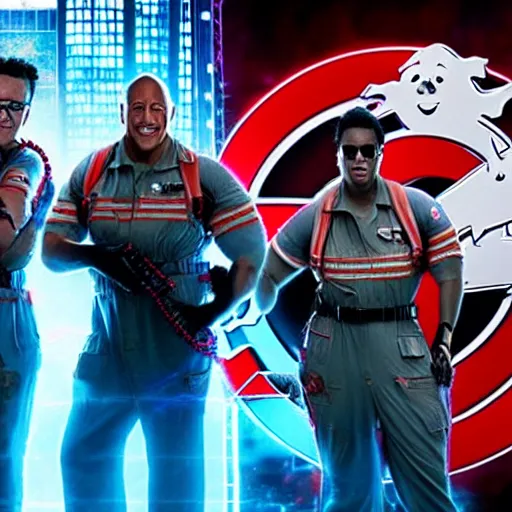 Image similar to Dwayne Johnson in Ghostbusters 4K quality super realistic