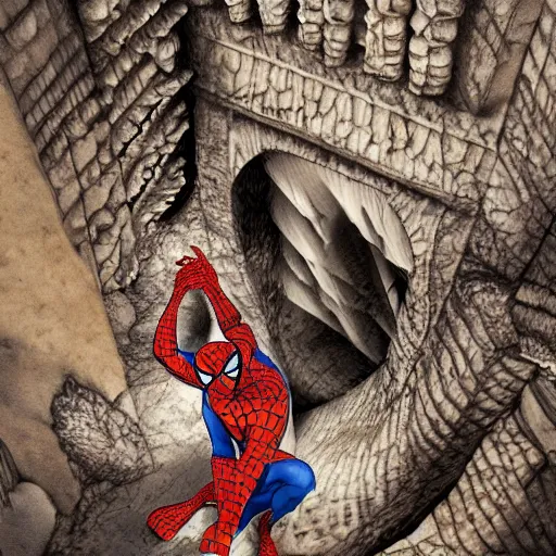 Prompt: paleolithic pottery, dramatic, photojournalism, spotlight, insanely detailed and intricate, hypermaximalist, elegant, ornate, hyper realistic, super detailed, spiderman