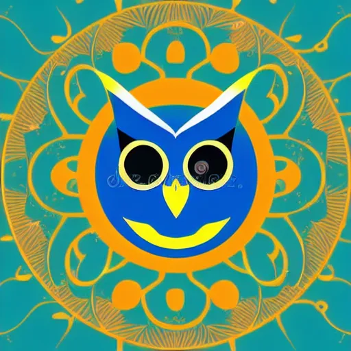 Prompt: cosmic owl logo, vector illustration, gradient, aesthetic, silky texture, hd,