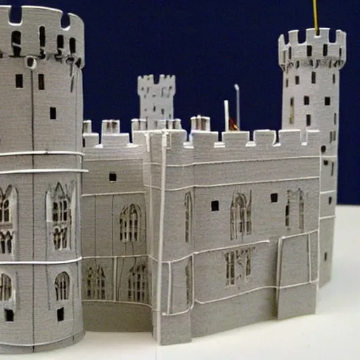 Image similar to a model of windsor castle made of paper clips