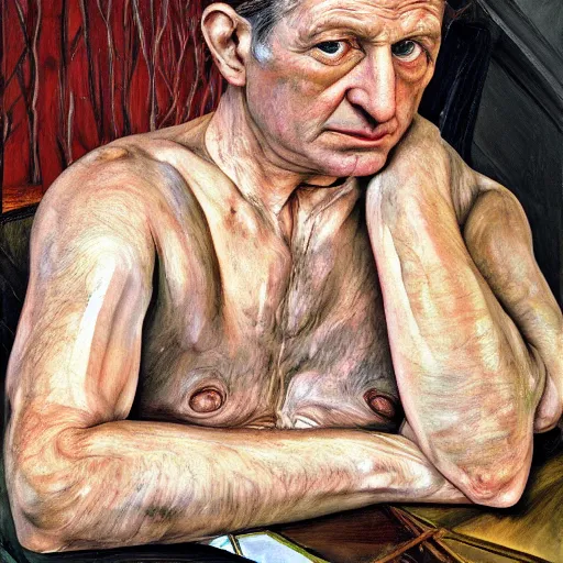 Image similar to high quality high detail painting by lucian freud, hd, portrait of actor