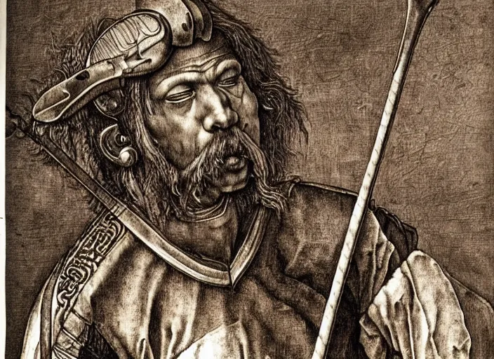 Image similar to lacrosse player, highly detailed, 8k, intricate, Albrecht Durer style