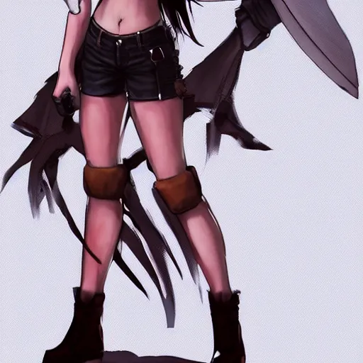 Image similar to full body shot of tifa lockhart, concept art trending on artstation