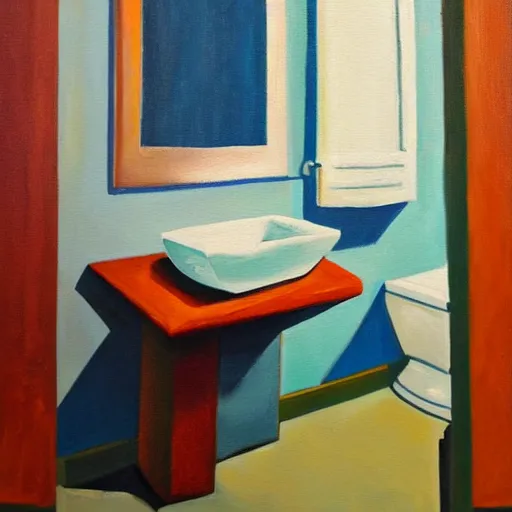 Prompt: bathroom, abstraction, oil painting