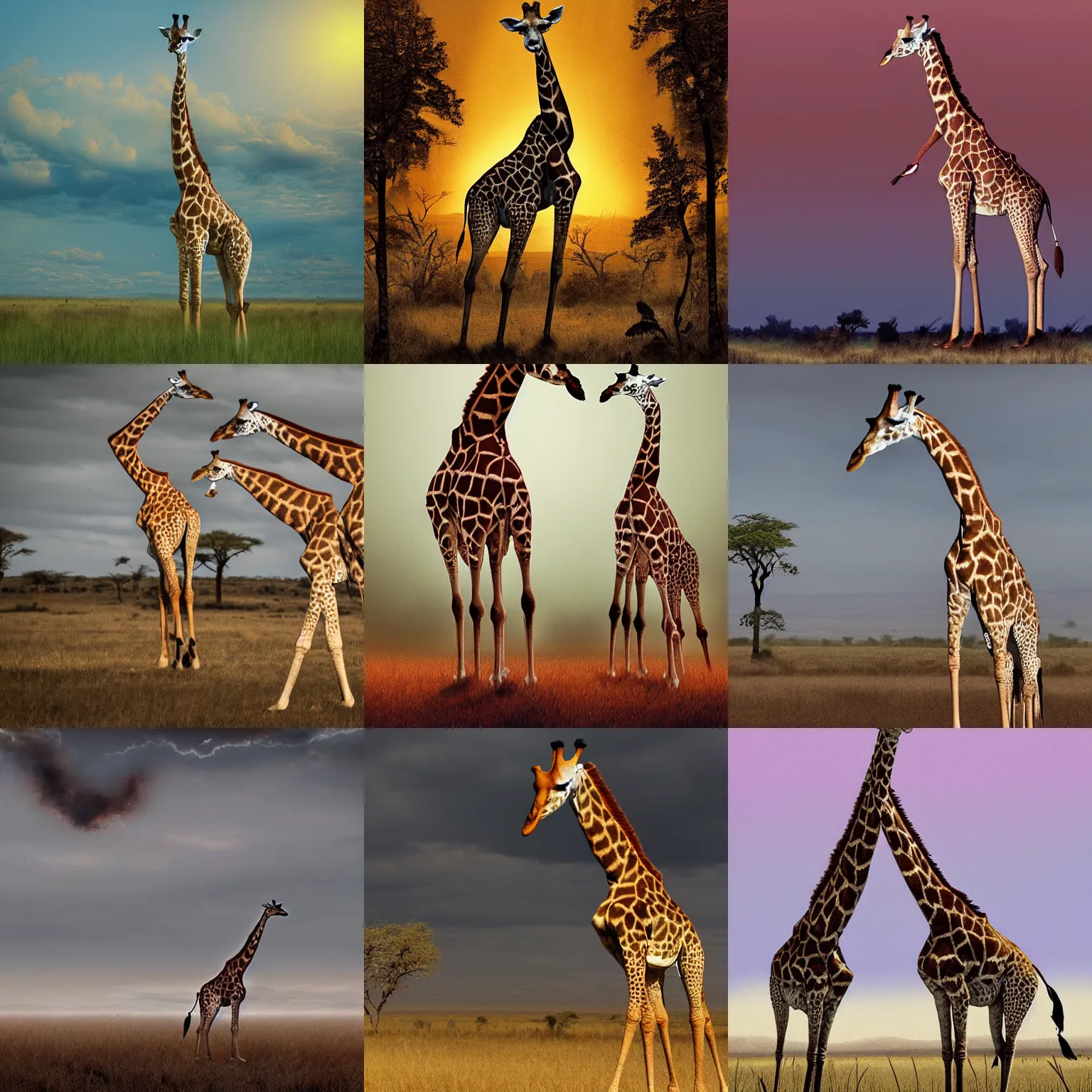 Prompt: giraffe dancing in the apocalypse