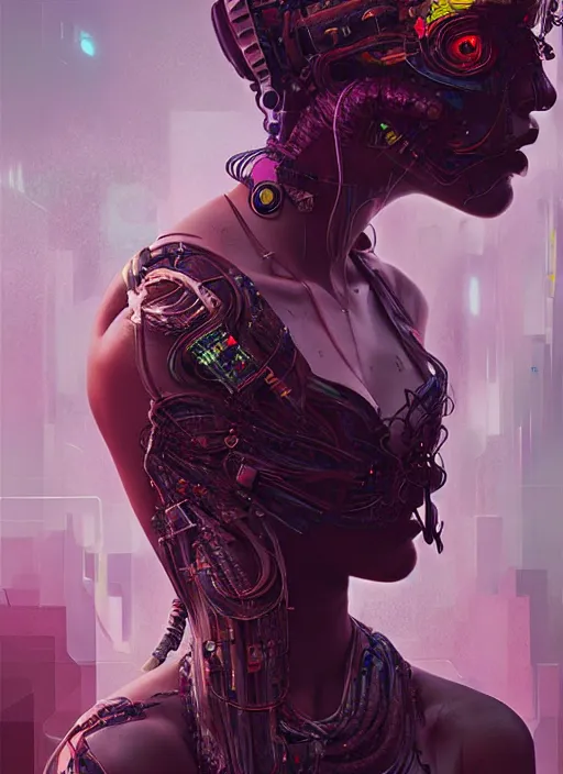 Prompt: 3 d, cyberpunk monster girl, intricate oil painting, high detail, figurative art, multiple exposure, poster art, 3 d, by tooth wu and wlop and beeple