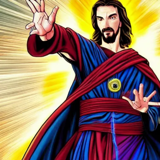 Prompt: Jesus as Dr Strange, matte