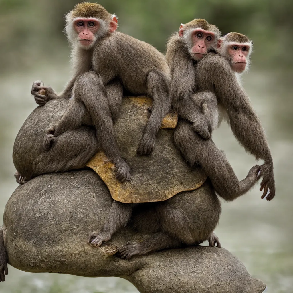 Image similar to nature photograph of a monkey sitting on the back of a turtle. turtle. turtle. national geographic