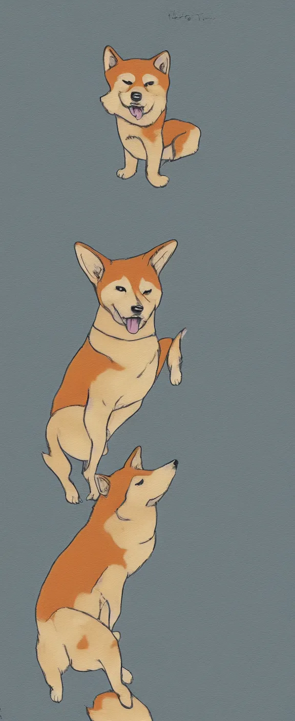 Prompt: shiba inu by Studio Ghibli, asymmetrical, positive vibes, Organic Painting , digital art, trending on artstation, Matte Painting, by Studio Ghibli:4