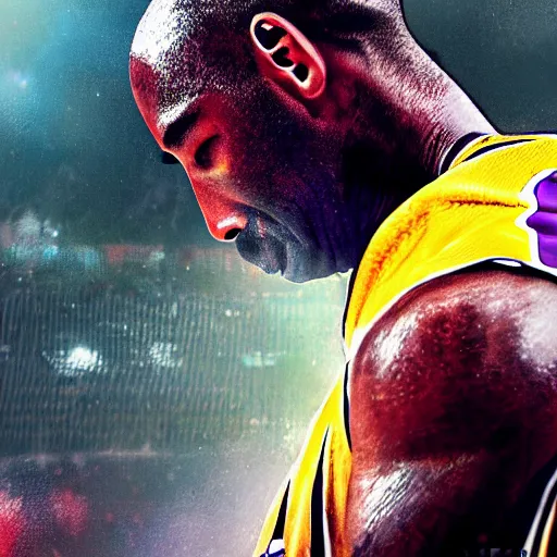 Image similar to kobe bryant kissing a giant turtle in heaven, hyper realistic, cinematic, side view, digital art, amazing detail, artstatiom, cgsociety, epic art