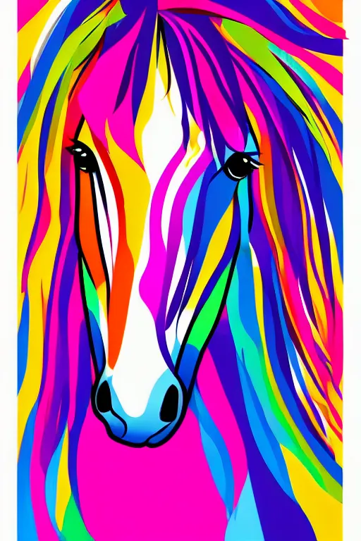 Prompt: minimalist boho style art of a colorful horse, illustration, vector art