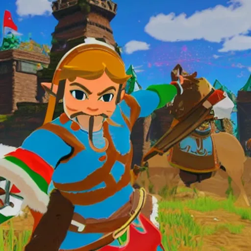 Image similar to Sinterklaas in The Legend of Zelda Breath of the Wild