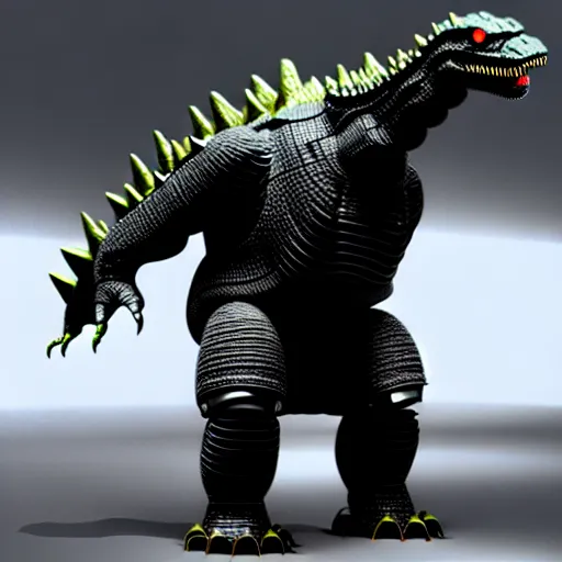 Image similar to robot godzilla suit, photorealistic, unreal engine, 3 d