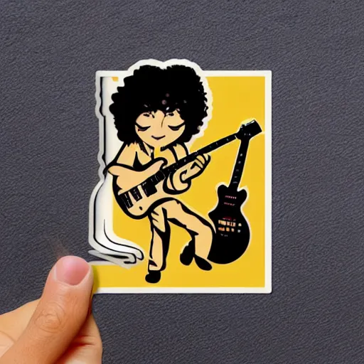 Image similar to 1 9 7 0 - young - jimmy page from led zepelin playing - guitar - solo, sticker - art, svg vector, adobe - illustrator