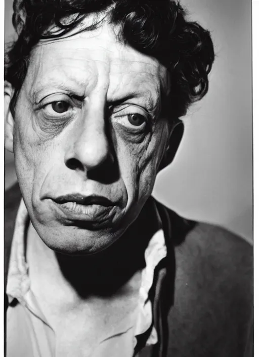 Prompt: a portrait photograph of a young philip glass by yousuf karsh, 3 5 mm, color film camera, pentax