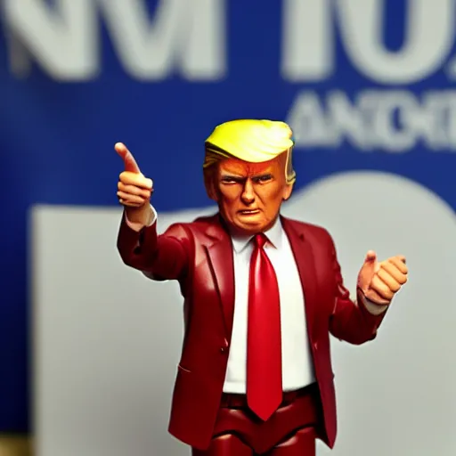 Prompt: donald trump action figure in original packaging