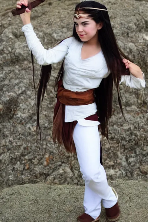 Prompt: full body photo of real - life katara from avatar the last airbender, high heels