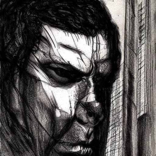 Prompt: lawyer from nyc, character portrait, ink drawing, black and white, concept art by tim bradstreet