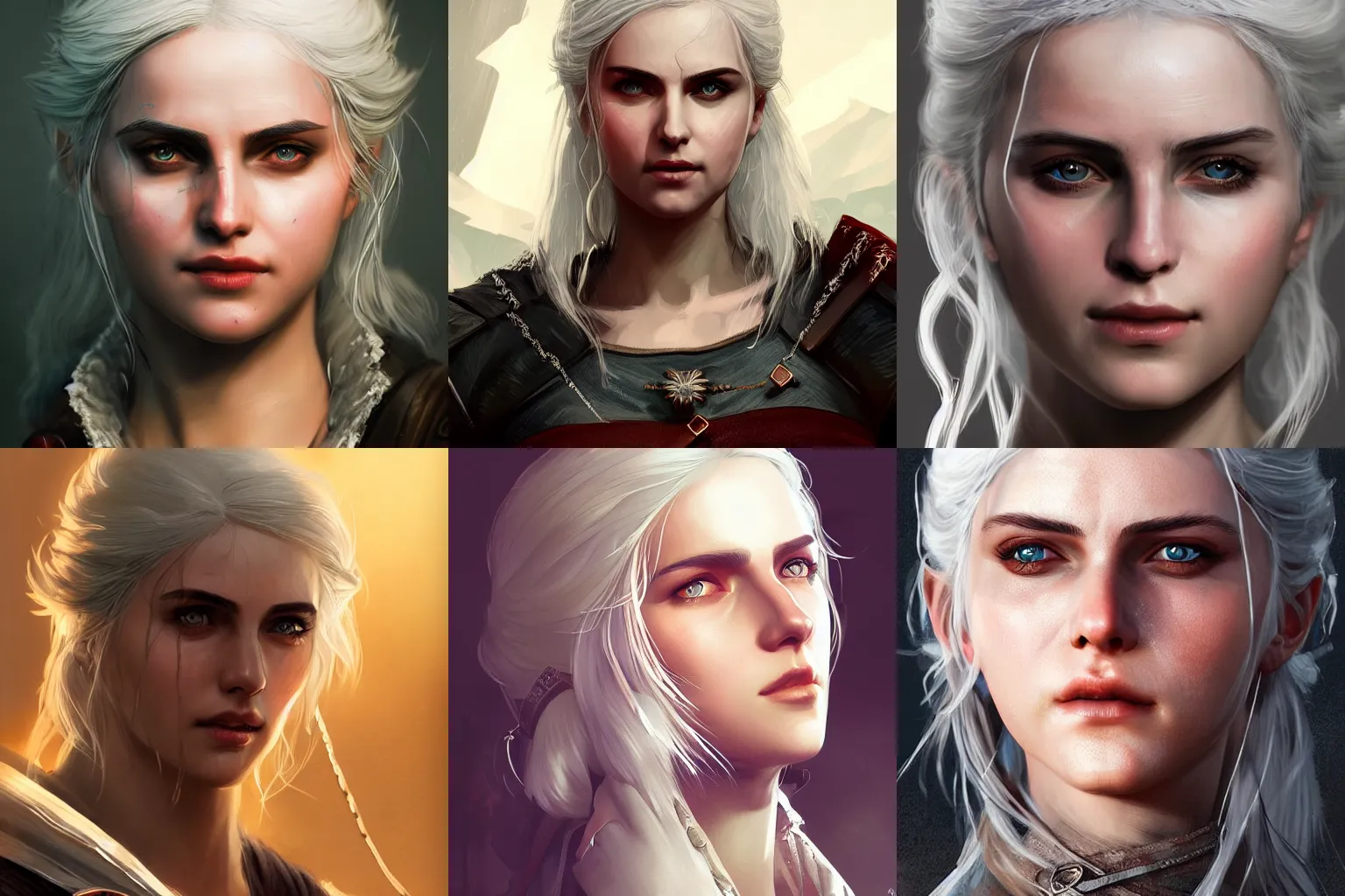 Prompt: portrait of ciri the witcher 5 amazing details 4 k beautiful ultra realistic sharp focus cinematic lightning highly detailed, digital painting, artstation, concept art, smooth, sharp focus, illustration, concept art in the style of jeehyung lee