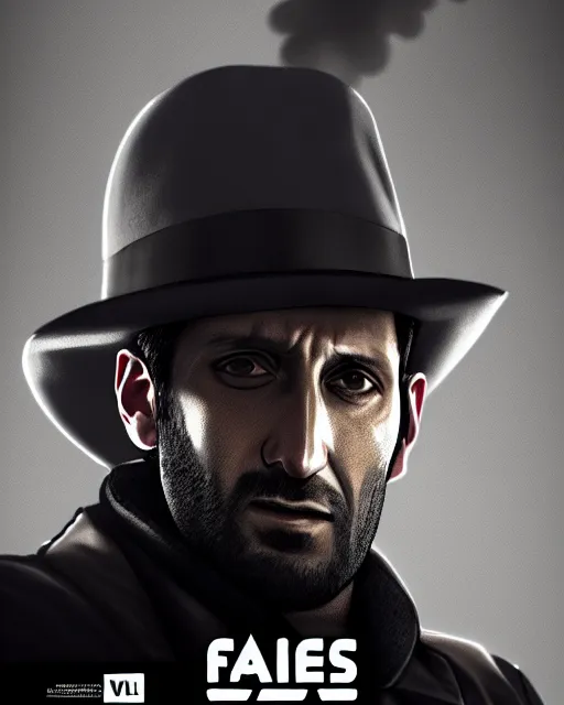 Image similar to fares fares as a detective, crime drama movie poster art, volumetric lighting, artstation, smoke, noir, tom whalen