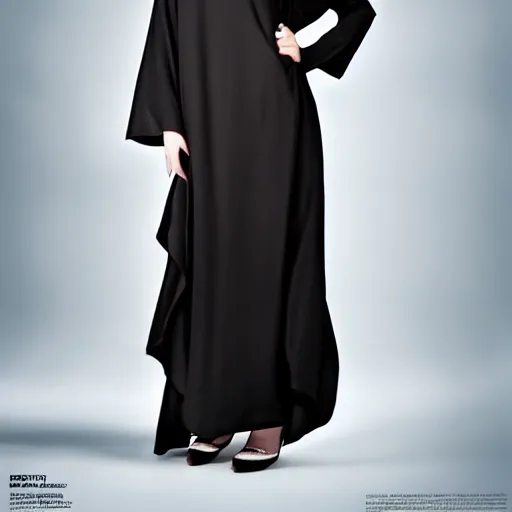 Prompt: A full body portrait of Emma Stone wearing Black Arabian khaleeji abaya Abaya, high quality, fully detailed, 4k