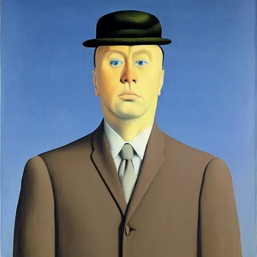 Image similar to “ painting, by magritte, of painting, by magritte, etc ”
