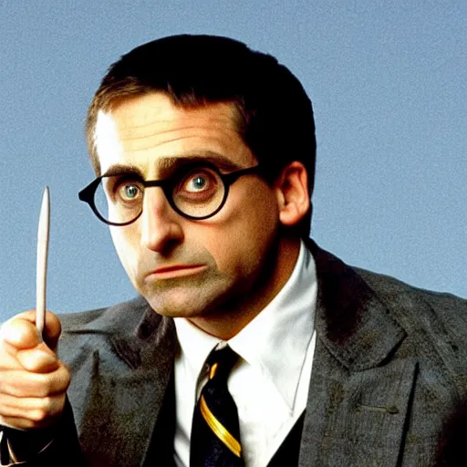 Prompt: Steve Carell playing Voldemort in Harry Potter