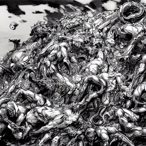 Image similar to the landscape of hell, kinetic, hot, artist kim jung gi
