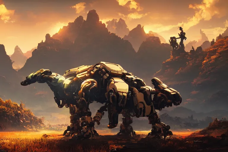 Image similar to shell - walker machine mecanical creature robot of horizon forbidden west horizon zero dawn bioluminiscence global illumination ray tracing hdr fanart arstation by ian pesty and alena aenami artworks in 4 k