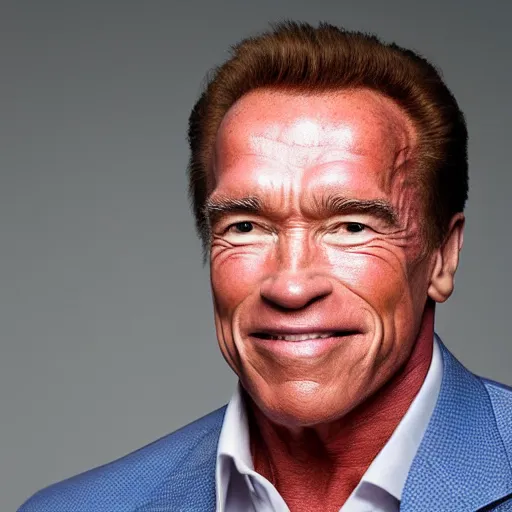 Image similar to business photograph of arnold schwarzenegger, the insurance sales man