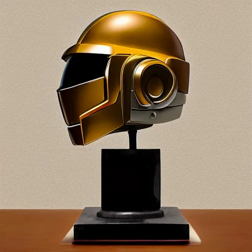Prompt: Daft Punk statue, bronze