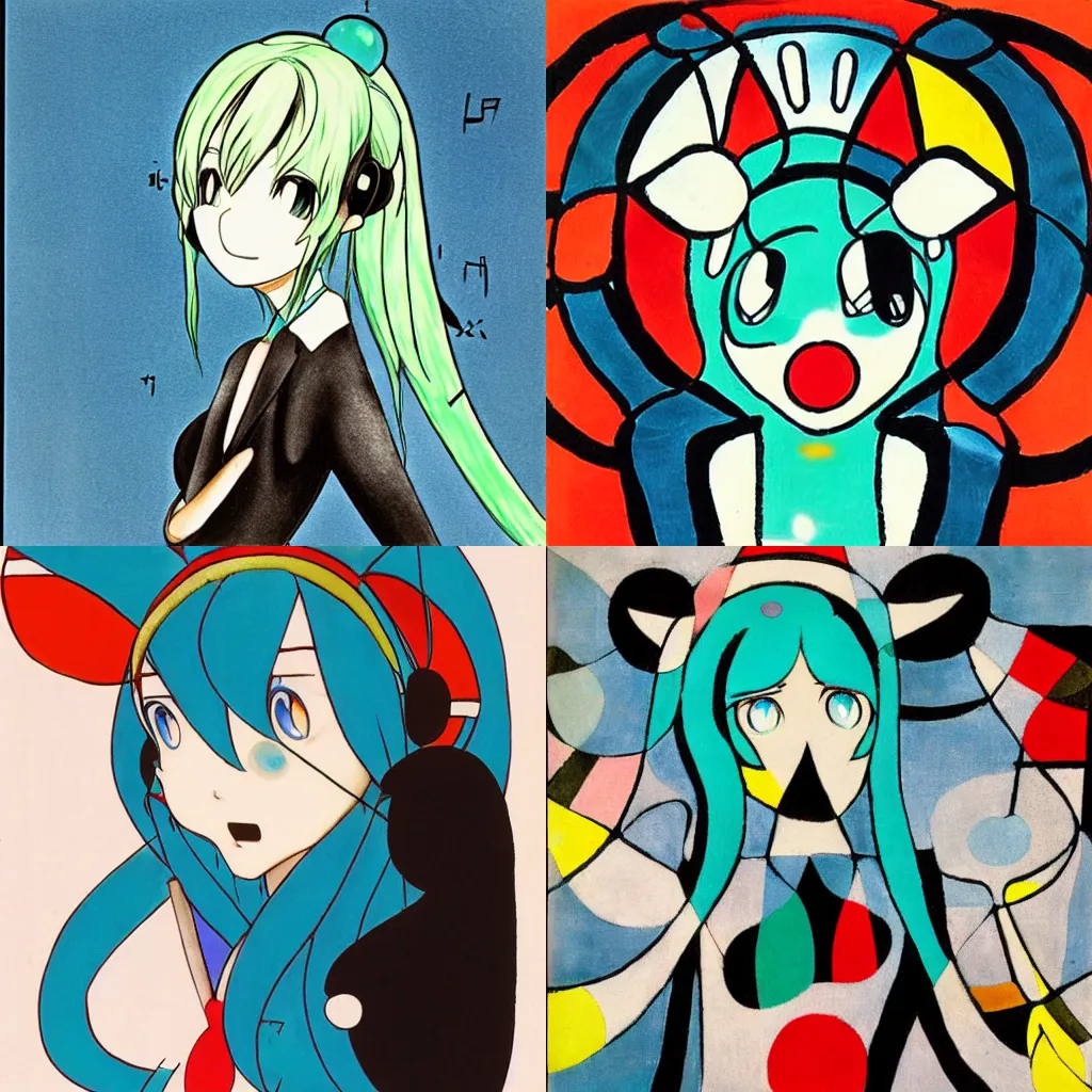 Prompt: Hatsune Miku by Joan Miró