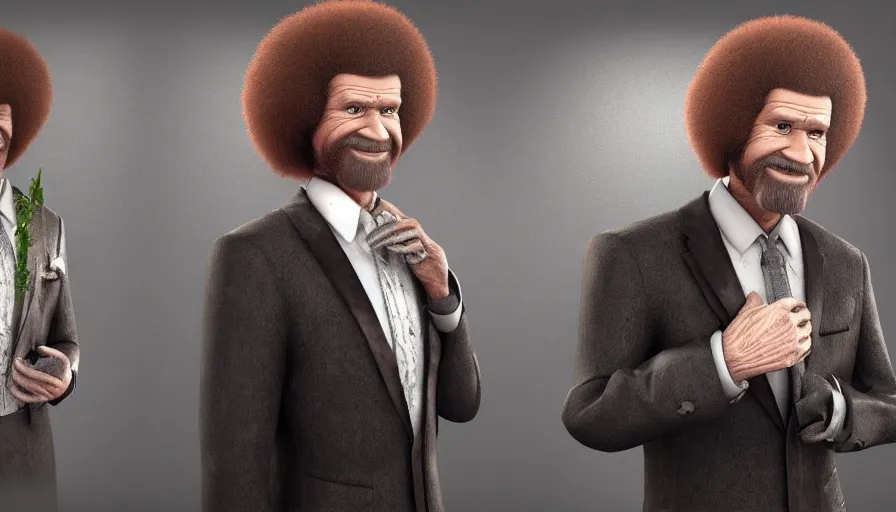 Prompt: Bob Ross in suit and tie, hyperdetailed, artstation, cgsociety, 8k