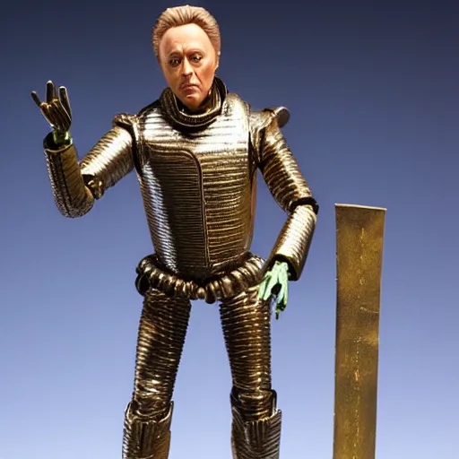 Image similar to action figure of christopher walken as the tin man from the wiz movie, 4 k, highly detailed, award winning, look at all that detail!