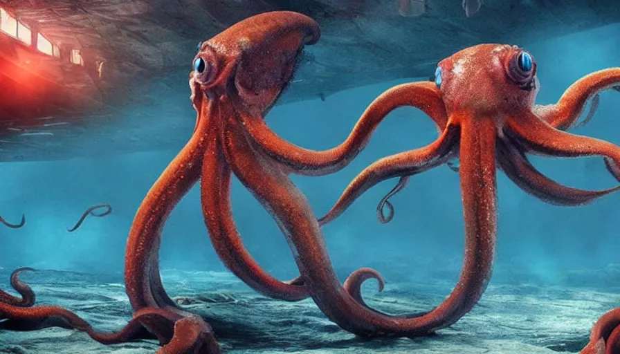 Image similar to big budget movie about giant mutant killer squid.