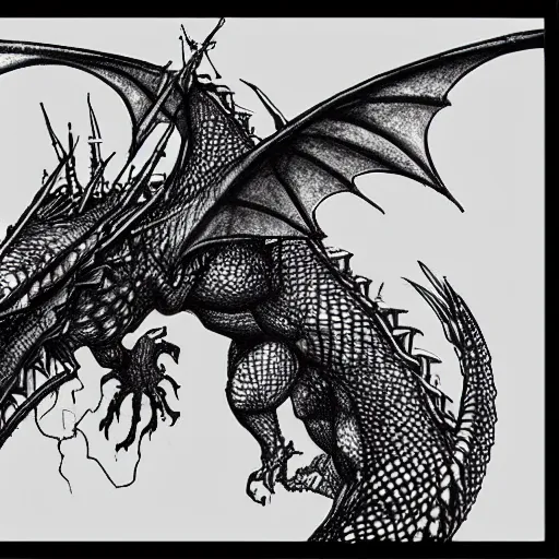 Image similar to “fire breathing dragon, Architectural Drawing”