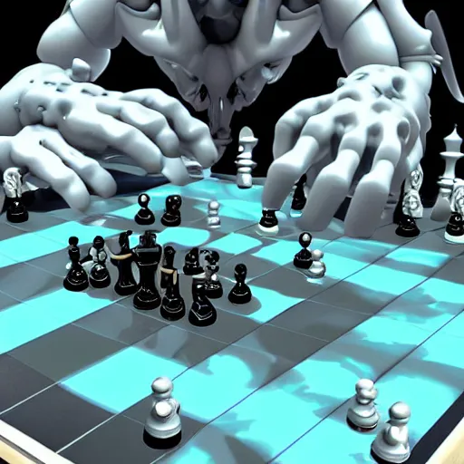 Image similar to cybertronic yeti playing chess