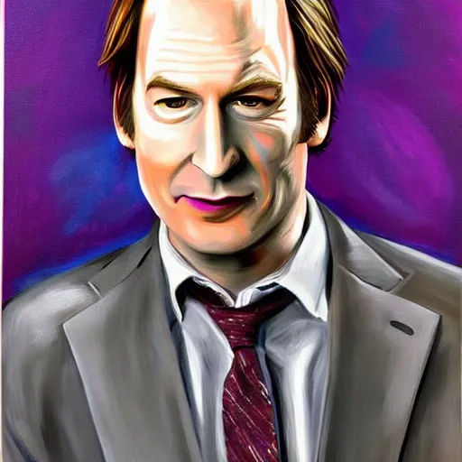 Image similar to a detailed portrait of bob odenkirk as saul goodman painted by johnny depp