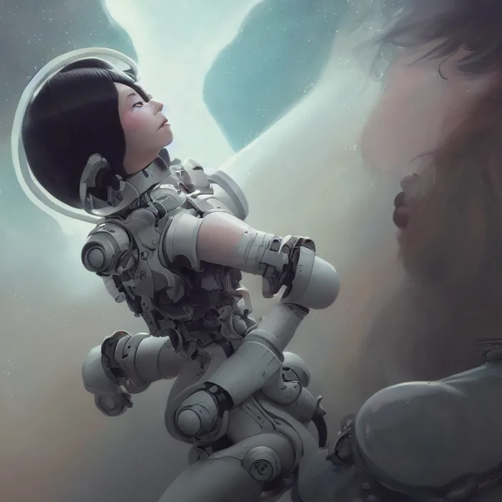 Image similar to bjork cyborg - by tom bagshaw, by ilya kuvshinov, rtx rendering, octane render 1 2 8 k, maya, extreme high intricate details by wlop, digital anime art by ross tran, medium shot, close up shot, composition by sana takeda, dramatic lighting by greg rutkowski, 8 k, trending on artstation